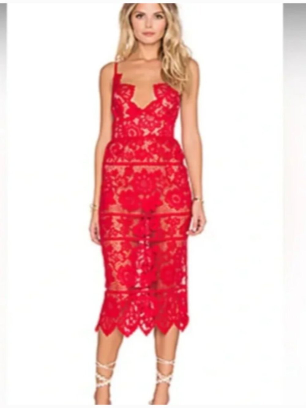 For Love and Lemons | Gianna Lace Dress Red Sz S